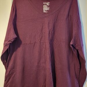 Terra & Sky Deep Purple V-Neck Top